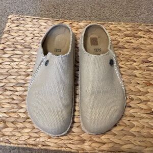 Birkenstock Beige Slip-On Canvas Clogs